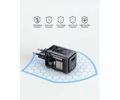 Sieninis įkroviklis 67W 2xUSB-C, 1xUSB, PD GaN by Aukey Dark Pilkas