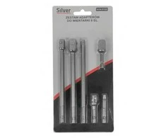 Silver Adapterių suktukams rink.6d.1/4"Hex(M), 3/8(M),1/2(M)išorė L-50mm,l-150mm