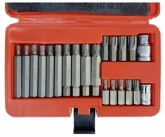 Antgalių rinkinys | 10 mm (3/8") storis | Spline (Ribe) | 21 vnt