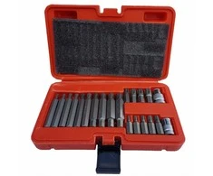 Antgalių rinkinys | 10 mm (3/8") storis | Spline (Ribe) | 21 vnt