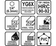 Grąžtas Grąžtų rinkinys su Hex 6.3 mm (1/4") galu | universalūs | 4 - 10 mm | 5 vnt