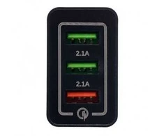 Įkroviklis 220V greito krovimo 2xUSB/2.1A +1USB/QC3.0