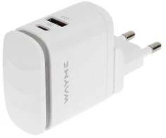 Įkroviklis USB-C/USB 240V WAYME, 25W + LED reguliuojamas apšvietimas