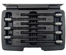 Įpresuotų antgalių rinkinys | 6.3 mm (1/4") | T-Star (Torx) S2 | T10 - T40 | 7 vnt.