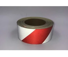 Juosta atšvaitinė 50mm x 1m BALTA/RAUDONA klijuojama ( į kairę)