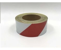 Juosta atšvaitinė 50mm x 1m BALTA/RAUDONA klijuojama ( į kairę)