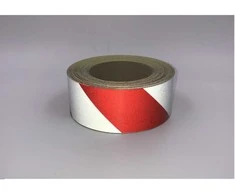 Juosta atšvaitinė 50mm x 1m BALTA/RAUDONA klijuojama ( į dešinę)