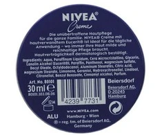 Kremas Nivea 30 ml metal.dėž.