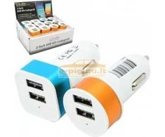 Kroviklis automobilinis USB 12V dvigubas-2.1A ir 1,0A