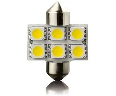 LED Lemputė 2vnt automobilinė 12V 31mm,SV8,5 6led