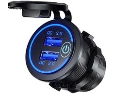 Carmotion Lizdas įkrovimui įmontuojamas 2x USB QC 3.0 su jutiminiu jungikliu ir apšvietimu