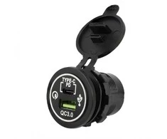 Carmotion Lizdas įkrovimui įmontuojamas USB QC 3.0 18W+USB-C PD30W 12/24V