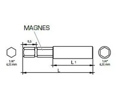 Magnetinis laikiklis 1/4"x1/4"x50mm