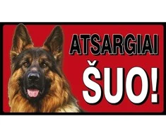Plastikinė lentelė Atsargiai šuo140x250mm