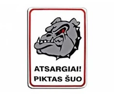 Plastikinė lentelė "Piktas šuo "pilkas 180x120mm