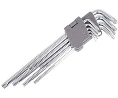 Raktų šešiakampių žvaigždučių lenktų rinkinys 9vnt T10-T50mm 230mm