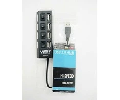 Šakotuvas USB 4-vietų ir jungiklių