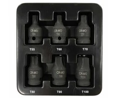 Smūginiai antgaliai | 12,5 mm (1/2") | T-Star (Torx)T55-T100 6 vnt