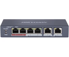 Šakotuvas 6 prievadų, 4 PoE prievadų komutatorius Hikvision DS-3E0106P-E/M