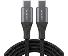 Kita USB-C–USB-C kabelis Wirellee (1 m, 100 W, USB 2.0, 480 Mbps, PD 3.0, pintas, juodas)