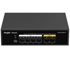 Šakotuvas Ruijie Networks 6 prievadų komutatorius Ruijie Reyee RG-ES106F-P (Nevaldomas, 4 x PoE+)