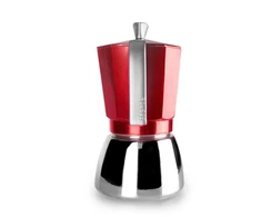 Espreso kavinukas IBILI 627903 Elba 3 puodeliams 150 ml, aliuminis ir nerūdijantysis plienas, tinka indukcijai, raudonas