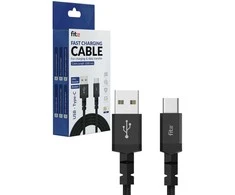 Greitojo įkrovimo laidas FIT2 WS002 USB-A į USB-C 15W 1m pintas, juodas