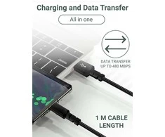Greitojo įkrovimo laidas FIT2 WS002 USB-A į USB-C 15W 1m pintas, juodas