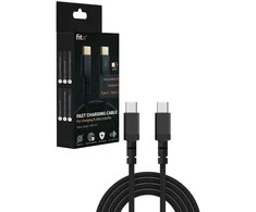 Greitojo įkrovimo laidas FIT2 WS003 USB-C į USB-C 60W 1m pintas, juodas