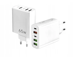 Įkroviklis 65W GaN 5 prievadų USB-A ir USB-C spartusis PD QC3.0 EU kištukas