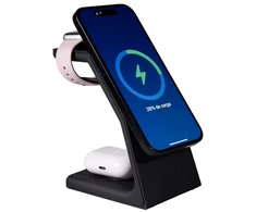 Indukcinis magnetinis įkroviklis 3in1 15W – iPhone, Apple Watch, AirPods, juodas