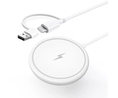 Indukcinis magnetinis įkroviklis Pantherise MagSafe 15W, USB-C/USB-A, baltas