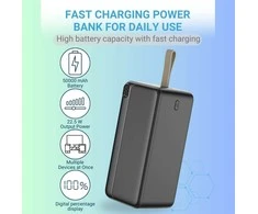 Greitojo įkrovimo išorinė baterija FIT2 K55 50000mAh 22.5W PD+QC su LED ekranu, juoda