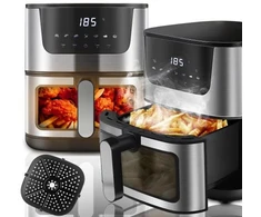 Karšto oro gruzdintuvė RETOO OR1102-R 6,5L 1800W su 10 programų ir LCD jutikliniu ekranu