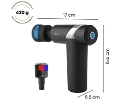 Masažo pistoletas FIT2 PRO HN049 30W su šildymo ir vėsinimo galvute, 5 greičiai, juodas