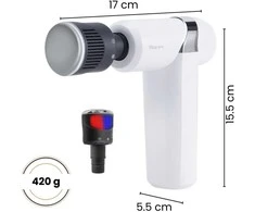 Masažo pistoletas FIT2 PRO HN049 30W su šildymo ir vėsinimo galvute, 5 greičiai, baltas