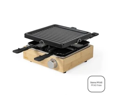 Raclette grilis Livoo DOC311 4 asmenims 800 W su bambuko korpusu, juodas