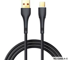 Greito įkrovimo kabelis REMAX RC-C065 66W USB-A į USB-C, 1.2m, juodas