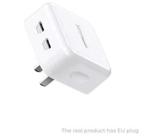 Sieninis įkroviklis REMAX RP-U87 35W PD+QC GaN 2×USB-C, greitas