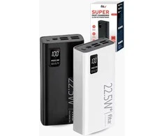 Remax Greitojo įkrovimo išorinė baterija FIT2 K9 30000mAh 22.5W PD su 4×USB ir Type-C, juoda