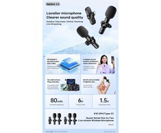 REMAX K10 Prisegamų belaidžių mikrofonų komplektas (Iphone), juodas