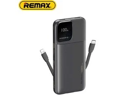 Išorinė baterija (Powerbank) REMAX RPP-657 10000mAh 2.4A su įmontuotais kabeliais ir ekranu, juoda