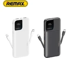 Išorinė baterija (Powerbank) REMAX RPP-657 10000mAh 2.4A su įmontuotais kabeliais ir ekranu, juoda