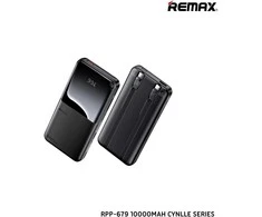 Greito įkrovimo išorinė baterija (Powerbank) REMAX RPP-679 10000mAh su 2 įmontuotais kabeliais, juoda