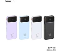 Išorinė baterija (Powerbank) REMAX RPP-683 10000mAh 2.1A su įmontuotu kabeliu ir ekranu, juoda