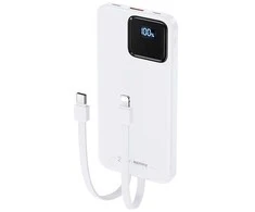 Išorinė baterija (Powerbank) REMAX RPP-500 10000mAh su įmontuotais Type-C ir Lightning kabeliais, juoda: Spalva - Šviesiai mėlyna
