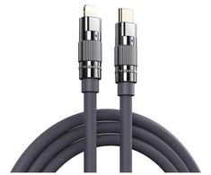 Greito įkrovimo kabelis REMAX RC-C053 20W PD cinko lydinio su apšvietimu USB-C į Lightning: Spalva - Tamsiai pilka