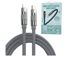 Greito įkrovimo kabelis REMAX RC-C053 20W PD cinko lydinio su apšvietimu USB-C į Lightning: Spalva - Tamsiai pilka
