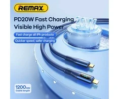 Greito įkrovimo kabelis REMAX RC-C031 20W PD su skaitmeniniu ekranu USB-C į Lightning: Spalva - Deep Jungle žalia