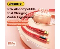 Greito įkrovimo kabelis REMAX RC-C030 66W su skaitmeniniu ekranu USB-A į USB-C: Spalva - Violetinė